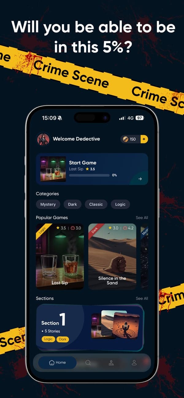 What Happened? home screen with story categories